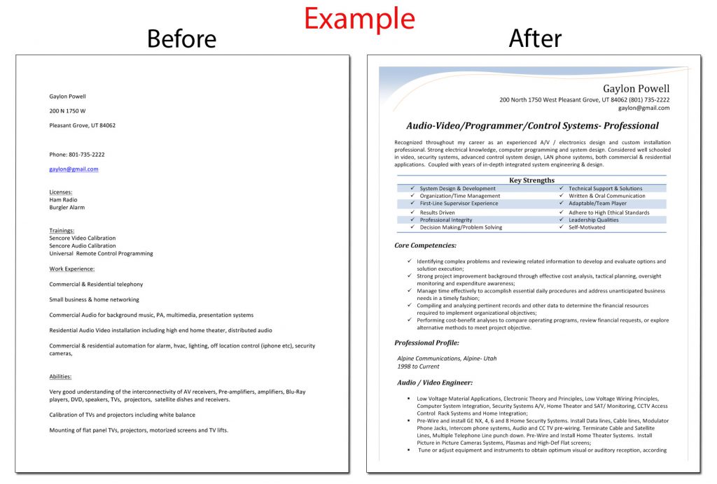 Before and After Resume Example 1 - Page 1